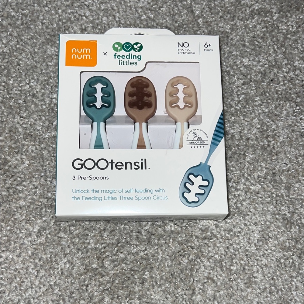 GOOtensil 3-Piece Pre-Spoon Set - Teal, Brown, Tan